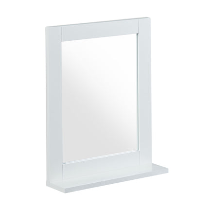 White wall mirror with shelf