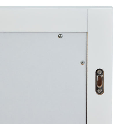 White wall mirror with shelf