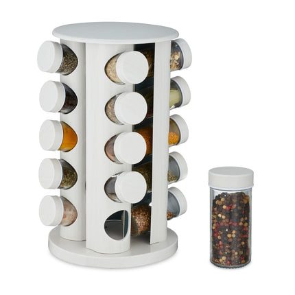 White wooden-look spice carousel