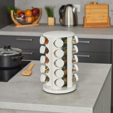 White wooden-look spice carousel