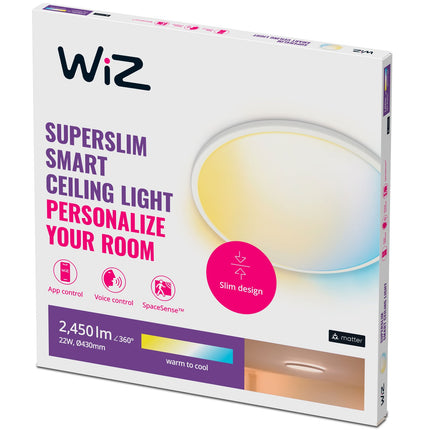 WiFi SuperSlim Plafond Ø430 22W 2450lm Warm-cool white