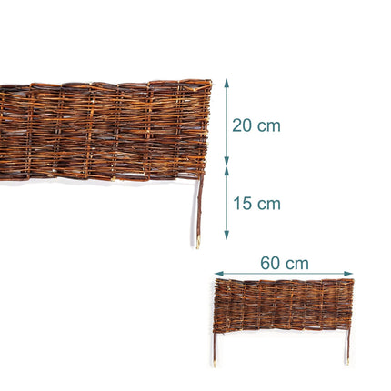 Wicker Flower Bed Edging, Willow Border With Pegs