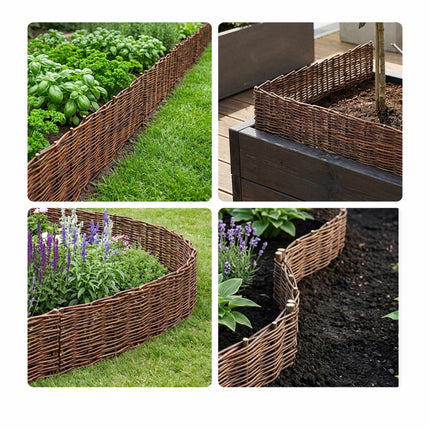 Wicker Garden Border, Willow Edging Fence With Pegs