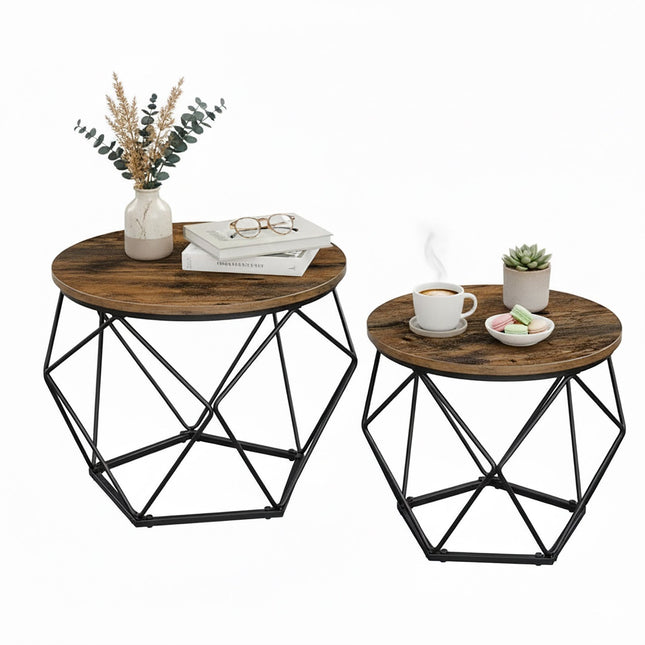 Wicker Side Tables Set, Removable Tray Tops, 2-Pack