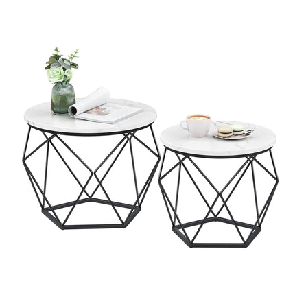 Wicker Side Tables Set, Removable Tray Tops, 2-Piece