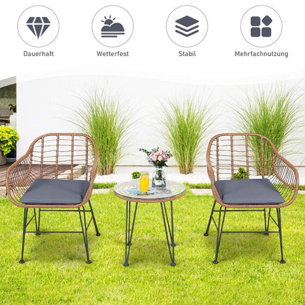 Wicker furniture set 3-piece modern bistro set for the terrace