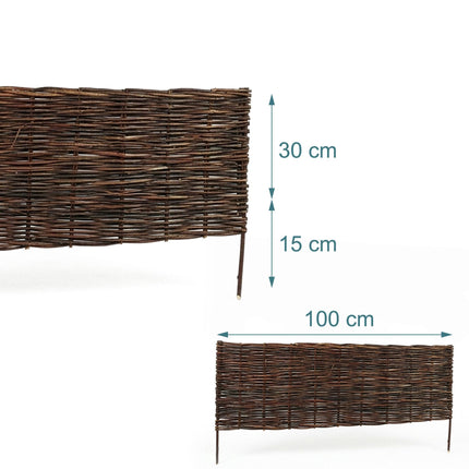 Willow Garden Border Fence, Flexible Bed Edging With Pegs