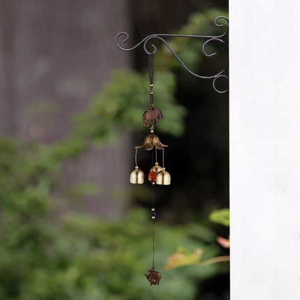 Wind Chimes Set of 2, Metal with Elephant Figurine