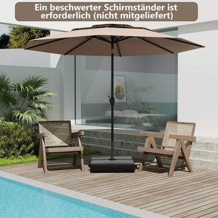 Wind-Resistant Patio Umbrella, 300 cm, Tilt & Crank, Beige