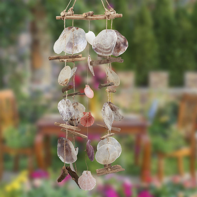 Wind chime driftwood with seashells