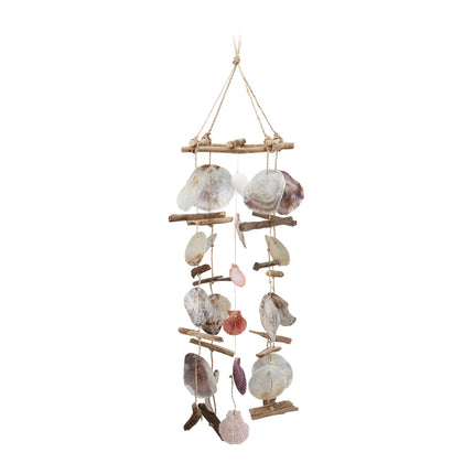 Wind chime driftwood with seashells