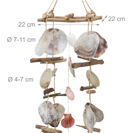 Wind chime driftwood with seashells