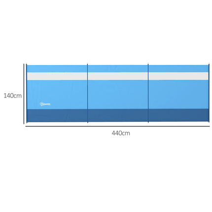 Folding wind protection with light window, 440x140cm, Blue