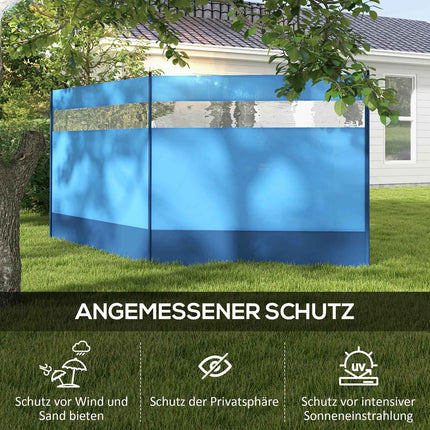 Folding wind protection with light window, 440x140cm, Blue