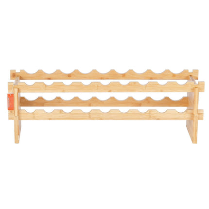 Wine Rack, 18-Bottle Stackable Bamboo 2-Tier