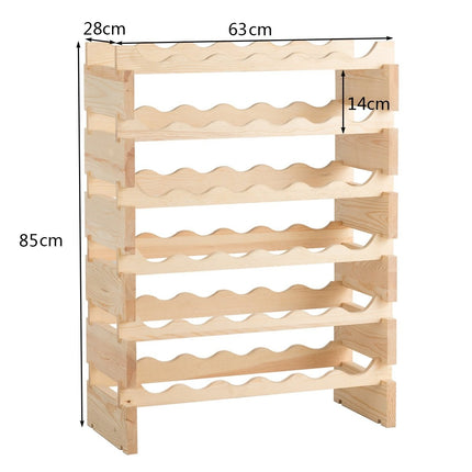 Wine Rack, 36-Bottle Capacity, Pine Wood, Stackable