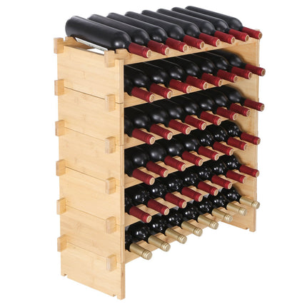 Wine Rack, 48-Bottle 6-Tier Stackable Bamboo
