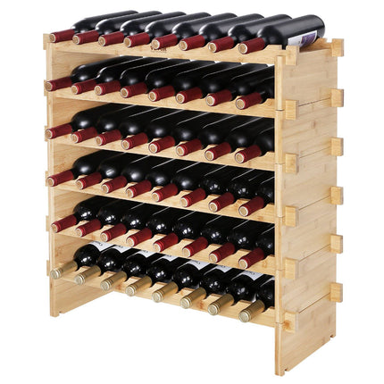 Wine Rack, 48-Bottle 6-Tier Stackable Bamboo