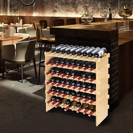 Wine Rack, 72-Bottle Bamboo Stackable 8-Tier