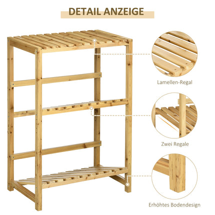 Wine rack with 2 shelves - Stand in natural wood outdoors