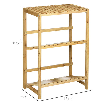 Wine rack with 2 shelves - Stand in natural wood outdoors