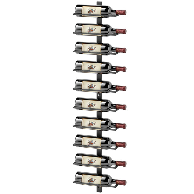Wall-mounted steel wine rack for 10 bottles - Black