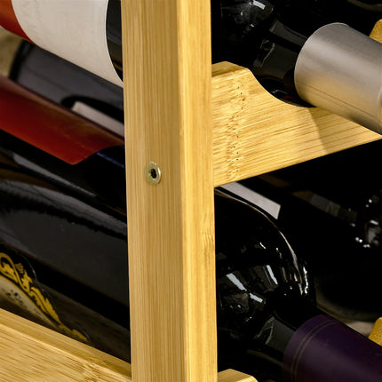 Bamboo Wine Rack - Holds 16 bottles, natural finish