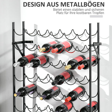 Wall mountable wine rack in black metal for 60 bottles