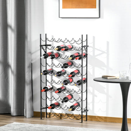Wall mountable wine rack in black metal for 60 bottles