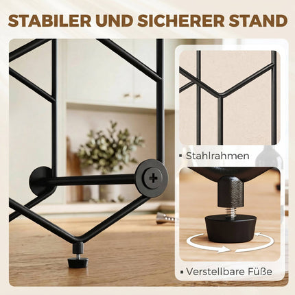 Wine Rack for 13 Bottles, Metal, Adjustable Feet, Black