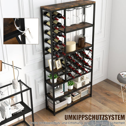 Wine Rack for 27 Bottles with Glass Holders, Metal, Black