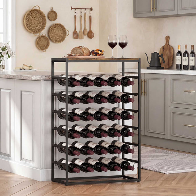 Wine Rack for 30 Bottles, Metal, Rustic Brown, 59x30x88.5 cm