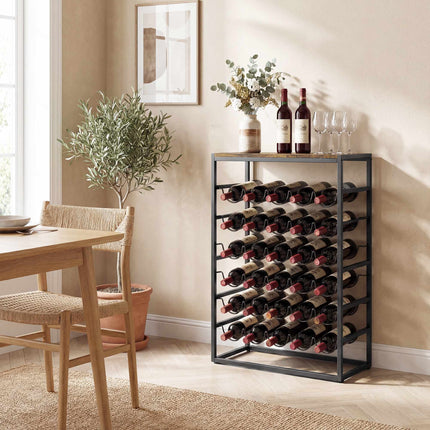 Wine Rack for 30 Bottles, Metal, Rustic Brown, 59x30x88.5 cm