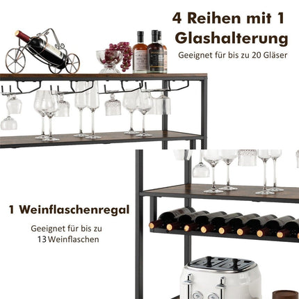 Wine cabinet for 13 wine bottles with 4 rows of glass holders. Industrial bar cabinet with wine rack