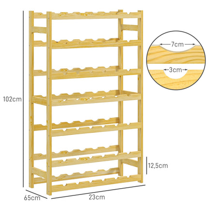 Wooden wine rack, 42 bottles, 7 levels, tip protection