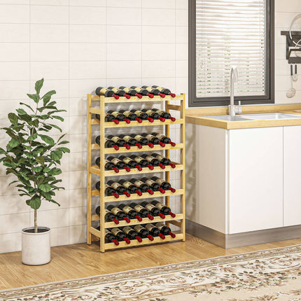 Wooden wine rack, 42 bottles, 7 levels, tip protection