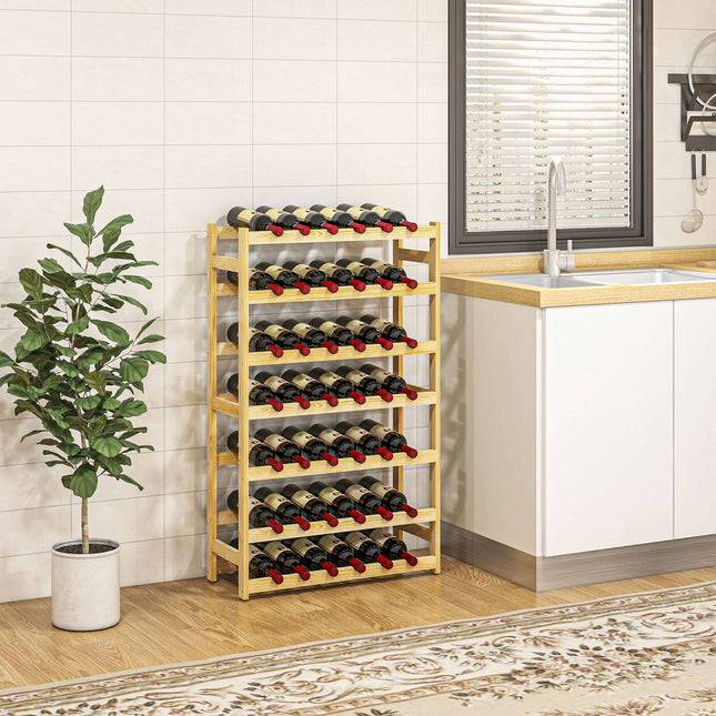 Wooden wine rack, 42 bottles, 7 levels, tip protection