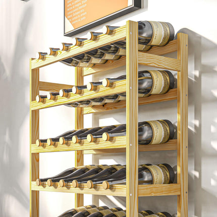 Wooden wine rack, 42 bottles, 7 levels, tip protection