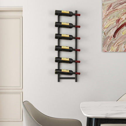 Wine rack wall for 6 wine bottles metal bottle holder 22 x 13.5 x 73cm black