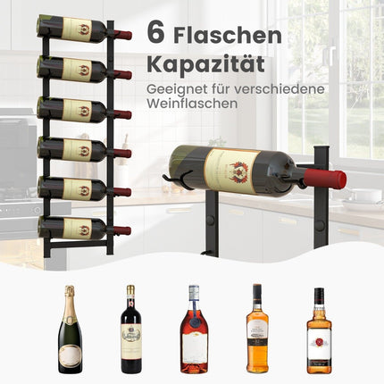 Wine rack wall for 6 wine bottles metal bottle holder 22 x 13.5 x 73cm black