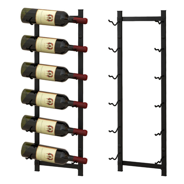 Wine rack wall for 6 wine bottles metal bottle holder 22 x 13.5 x 73cm black