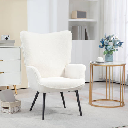 Lounge Wing Chair, Padded with armrests, Creme White