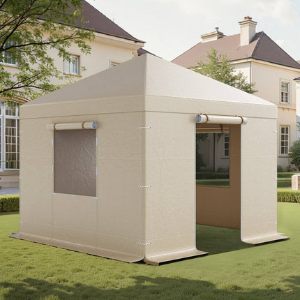 Winter Gazebo Cover 10x10 Ft, PE Sidewalls, Windows