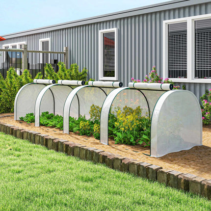 Winterproof Greenhouse with Roll-Up Zipper Doors, 395x100x80 cm