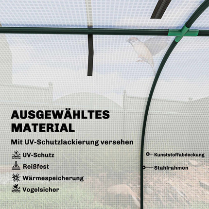 Winterproof Greenhouse with Roll-Up Zipper Doors, 395x100x80 cm