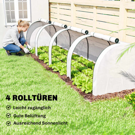 Winterproof Greenhouse with Roll-Up Zipper Doors, 395x100x80 cm