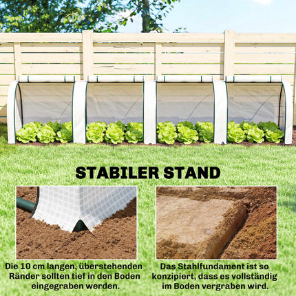 Winterproof Greenhouse with Roll-Up Zipper Doors, 395x100x80 cm