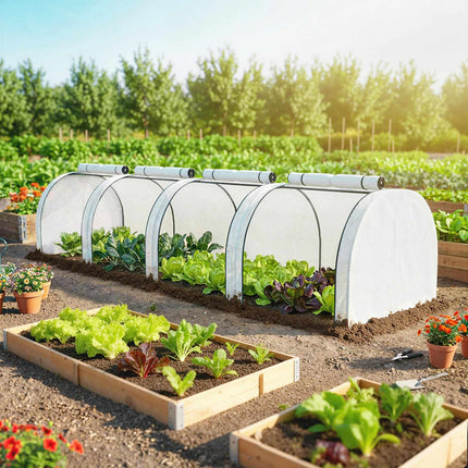 Winterproof Greenhouse with Roll-Up Zipper Doors, 395x100x80 cm