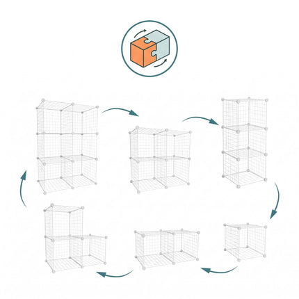 Wire Cube Storage Shelves, Modular Metal, Click-Fit