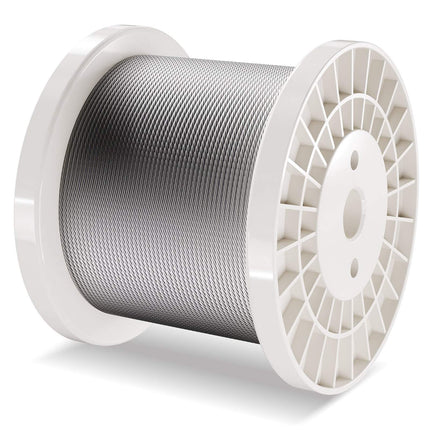 Wire Rope Kit, 316 Stainless Steel, 1/8 in x 600 ft, 7x7, Cutter, Gloves